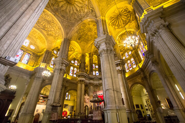 Fototapeta na wymiar Interior view of the Cathedral Malaga, Spain