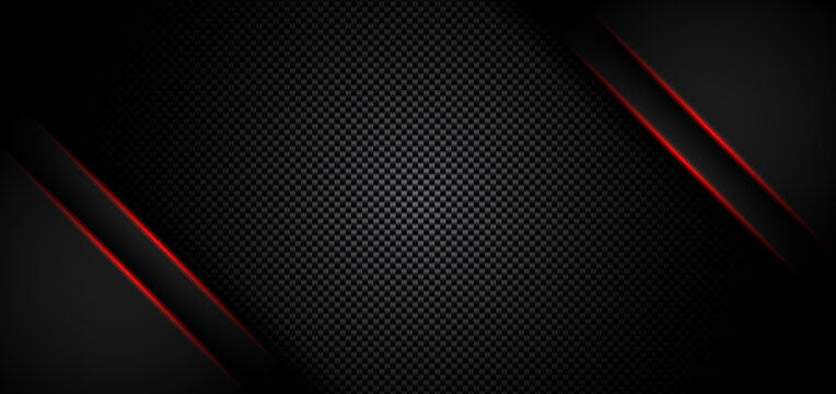 Abstract Metallic Red Shiny Color Black Frame Layout Modern Tech Design Template On Carbon Fiber Material Background And Texture