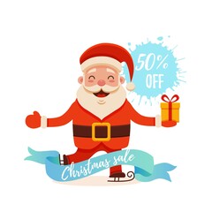 Cartoon Santa Claus for Your Christmas and New Year greeting Design