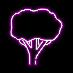 Tree linear pink glowing neon ui ux icon. Glowing sign logo vector