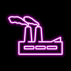 Factory line pink glowing neon ui ux icon. Glowing sign logo vector