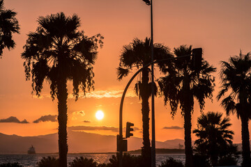 Obraz premium Sunset on Bay Gibraltar, Spain