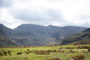 mountain landscape with clouds in Snowdonia