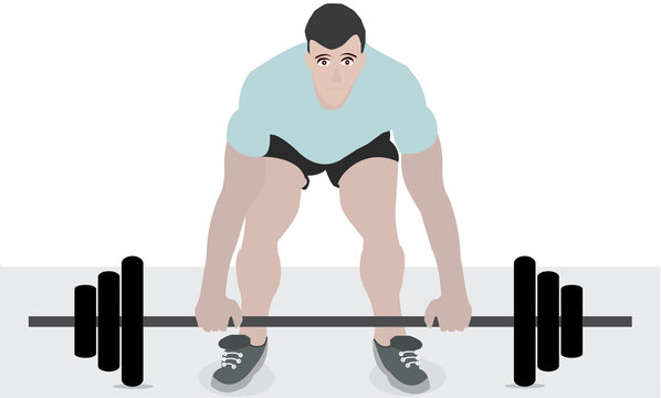 A bodybuilder trying to lift a rod with weight