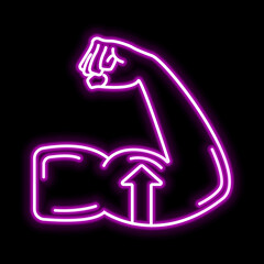 Enlarging muscle icon. Glowing sign logo vector