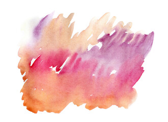 Abstract red-orange-pink watercolor on white background. The color splashing on the paper. It is a hand drawn.