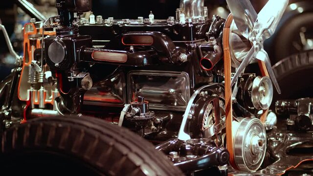 4K - Retro car engine structure