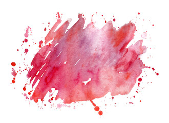 Abstract red watercolor on white background. The color splashing on the paper. It is a hand drawn.