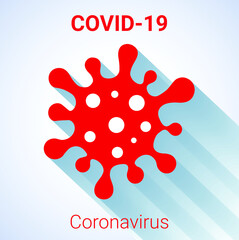 Coronavirus Bacteria Cell Icon, COVID-19. Coronavirus Bacteria. No Infection and Stop Coronavirus Concepts. Dangerous Coronavirus Cell in China, Wuhan. Isolated Vector Icon. Shadow icon.