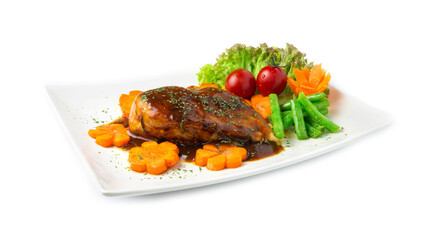 Grilled chicken steak with barbecue sauce