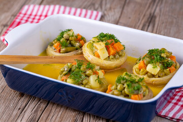 Traditional delicious Turkish food; Artichoke with olive oil (zeytinyagli enginar)