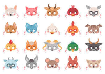 Masquerade set of animal masks for costume