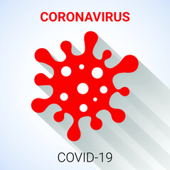 Coronavirus Bacteria Cell Icon, COVID-19. Coronavirus Bacteria. No Infection and Stop Coronavirus Concepts. Dangerous Coronavirus Cell in China, Wuhan. Isolated Vector Icon. Shadow icon.