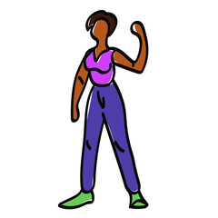A vector illustration of a flat protester black woman. female character design