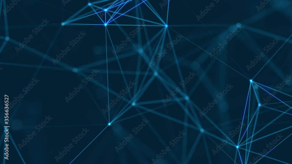 Leinwandbilder Abstract digital connection moving dots and lines. Technology background. Network connection structure. 3d. Seamless loop. 4K