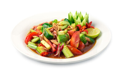 Cucumber Spicy Salad in pickled fish sauce Thai food