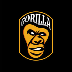 Face of Gorilla badge logo design vector illustration
