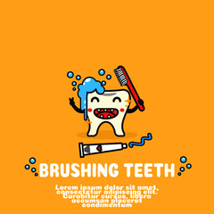 brush my teeth cartoon vector.