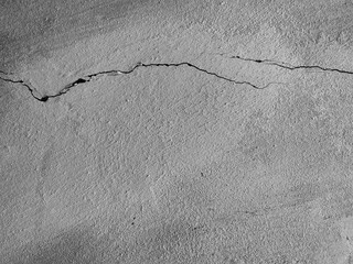 Concrete wall with texture and crack black and white image