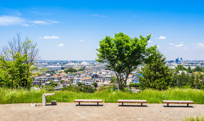 緑の丘から眺める住宅街