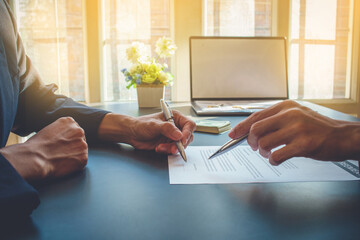 Signing a business contract, businessman agree to make deal signing business contract concept, agreement was signed  business.