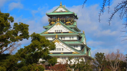 osaka castle front, japan