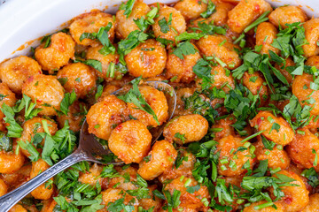 Traditional Delicious Turkish foods; bulgur garlic kofte (sarimsakli kofte)