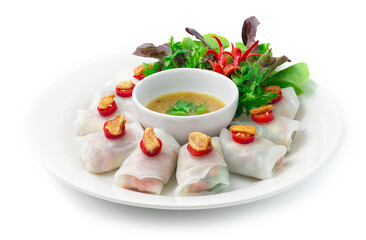 Rice Noodles Rolls with Vegetables Wraps Vegetarian