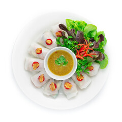 Rice Noodles Rolls with Vegetables Wraps Vegetarian