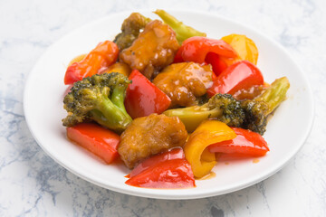 鶏肉と野菜の甘酢餡