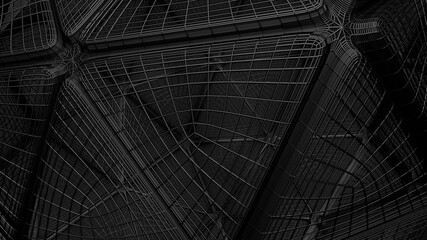 Abstract sphere, polygon matte black 3D rendered, digital art, generative art. Minimalist Black