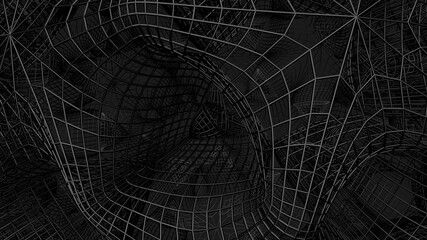 Abstract sphere, polygon matte black 3D rendered, digital art, generative art. Minimalist Black