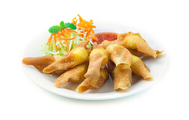Crispy Wonton with Quail Egg Stuffed inside Served Sweet