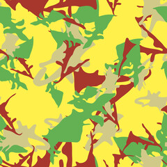 UFO camouflage of various shades of yellow, green, brown and red colors