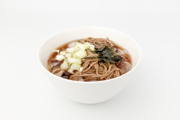Buckwheat soba on white background