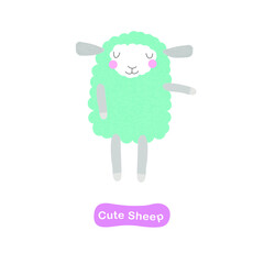 Cute Cartoon Sheep Vector Illustration. Funny Hand Drawn Sketch Cute Sheep Characters. Graphic Elements for Kids. Childish Hand Drawn Lamb. Greeting Card, Invitation, Fabric.
