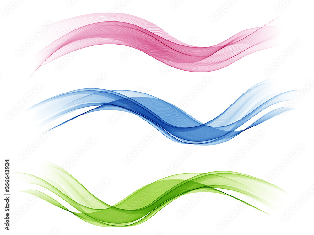 Wall mural smooth clear beautiful waves set. wave abstract background vector