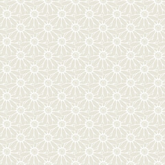 Vector Overlapping Daisy Flowers in Beige White Seamless Repeat Pattern. Background for textiles, cards, manufacturing, wallpapers, print, gift wrap and scrapbooking.