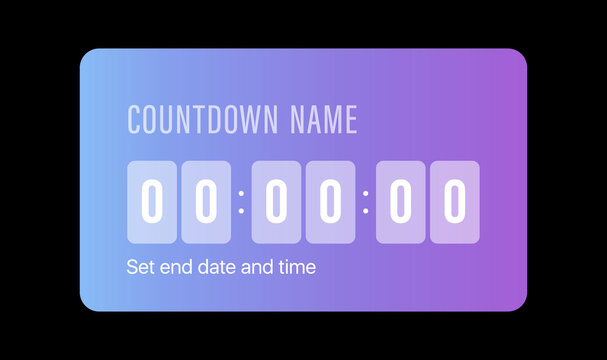Instagram Countdown Timer. Social Media Sticker. Template Icon. User Interface Button. Stories. Vector Illustration On Black Background. IGTV