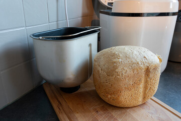 Fresh wheat bread straight from the bread maker