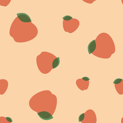 Seamless pattern of red apples. Flat vintage vector illustration