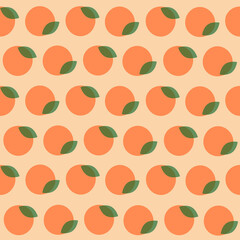 Seamless pattern of oranges. Flat vintage vector illustration