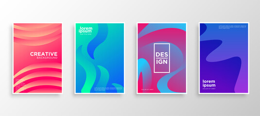 Set of four Minimal covers design. Colorful halftone gradients.modern background template design for web. Cool gradients. Future geometric patterns. Eps10 vector.