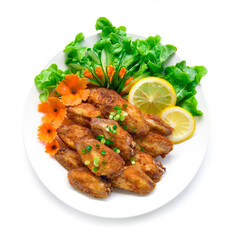 Fried Chicken with salt topped onion spring Thai fusion