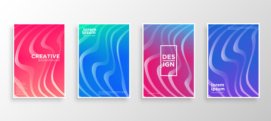 Set of four Minimal covers design. Colorful halftone gradients.modern background template design for web. Cool gradients. Future geometric patterns. Eps10 vector.