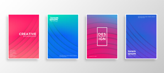 Obraz na płótnie Canvas Set of four Minimal covers design. Colorful halftone gradients.modern background template design for web. Cool gradients. Future geometric patterns. Eps10 vector.