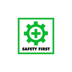 safety first sign symbol logo, vector illustration.	