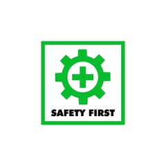 safety first sign symbol logo, vector illustration.	