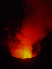 Volcano Masaya in Nicaragua spitting lava and smoke