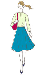 Office worker woman walking illustration vector